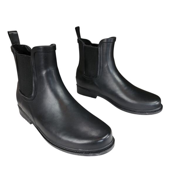 J‎ Crew Chelsea Ankle Boots sz 7 Womens Black Rain Booties Waterproof 7" Work - Picture 1 of 12